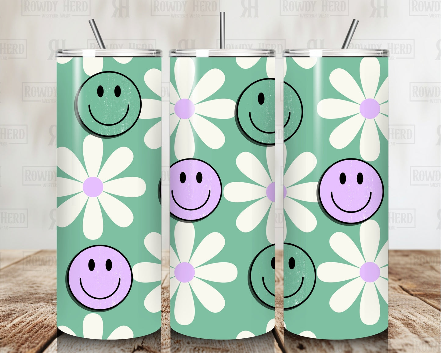 Floral Smiley Tumbler