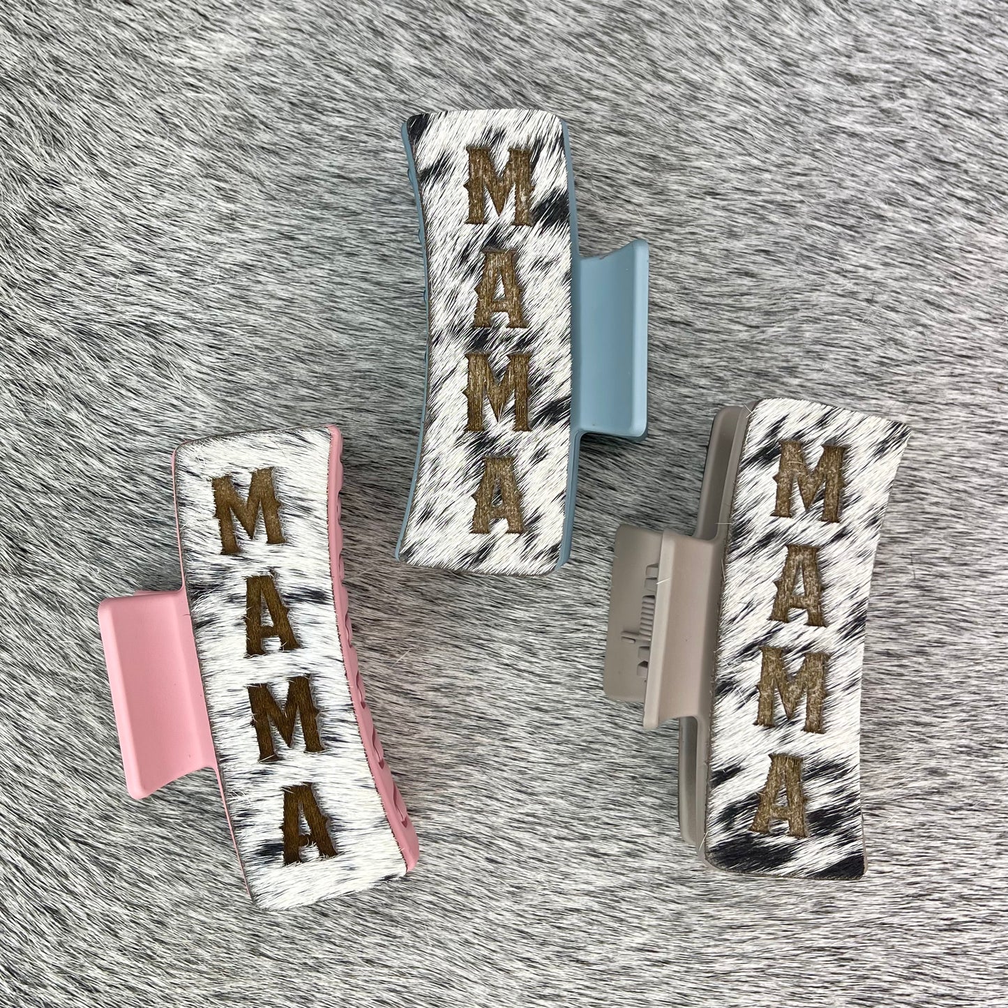 Mama Cowhide Hair Clip