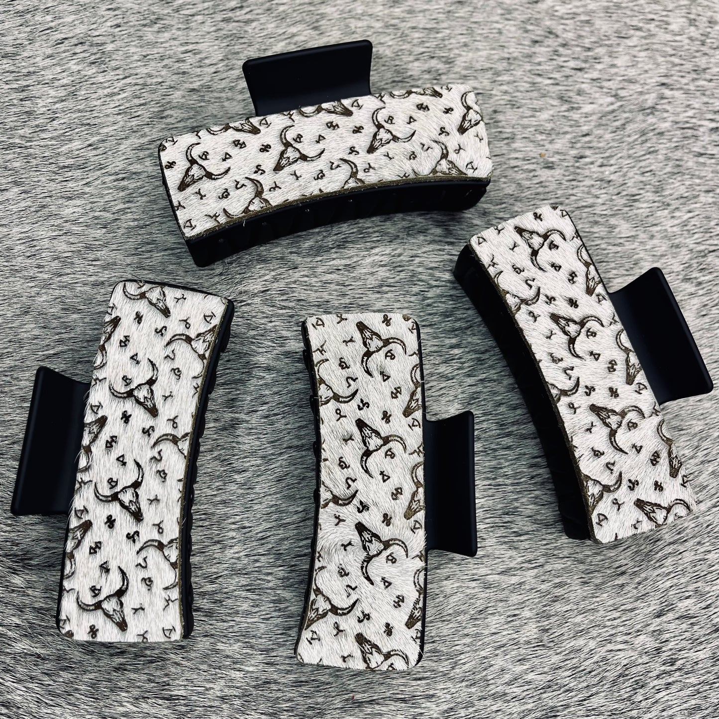Branded Longhorn Cowhide Hair Clip