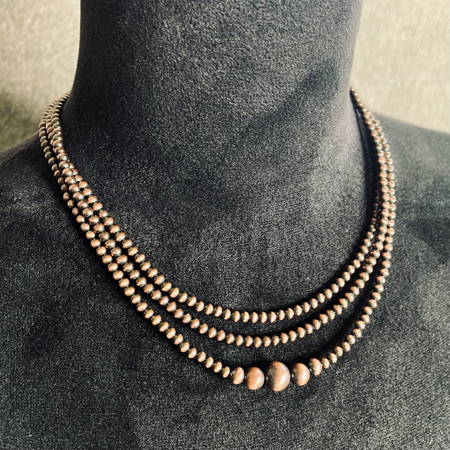 3 Strand Copper Beaded Necklace