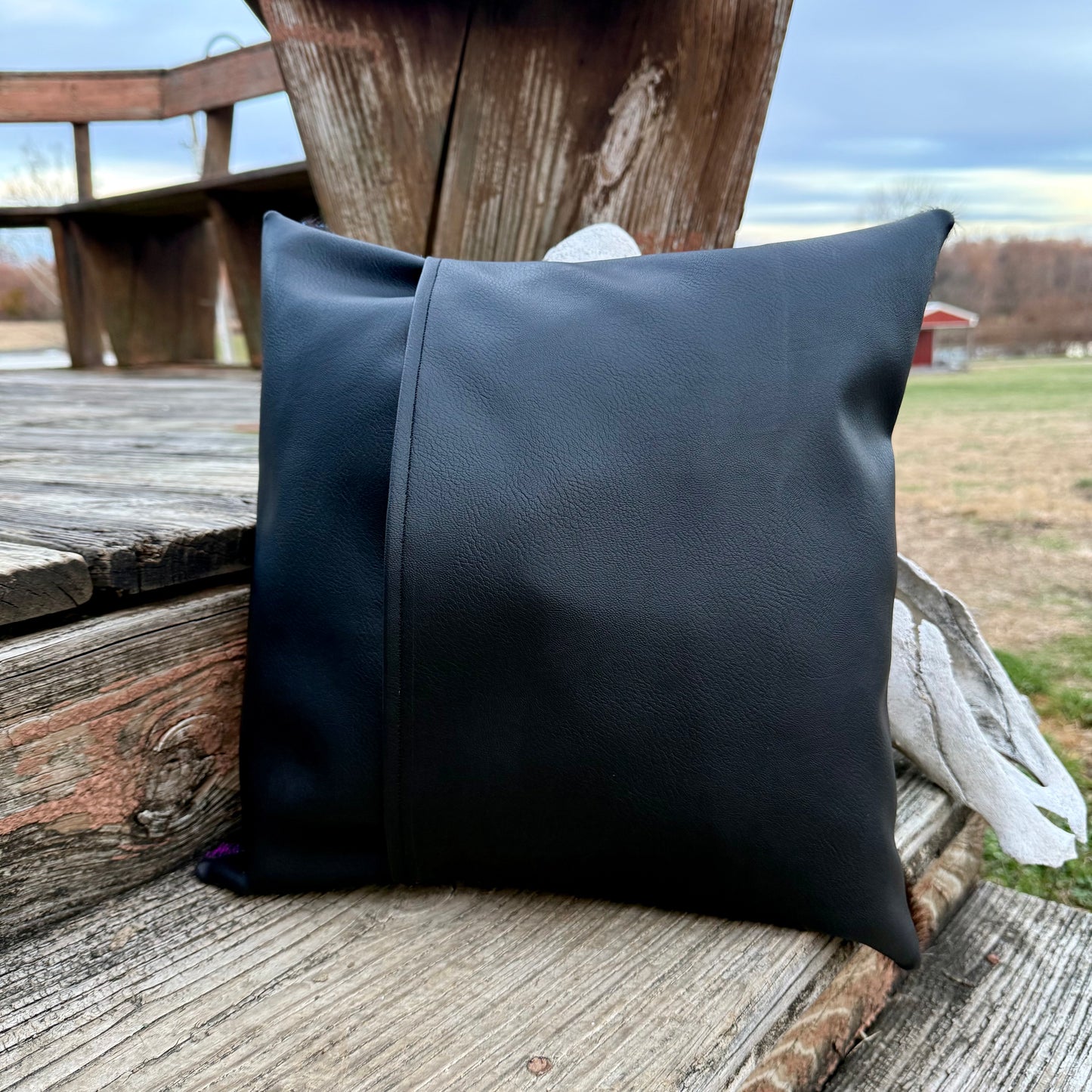 Silver Acid Wash Patchwork Pillow