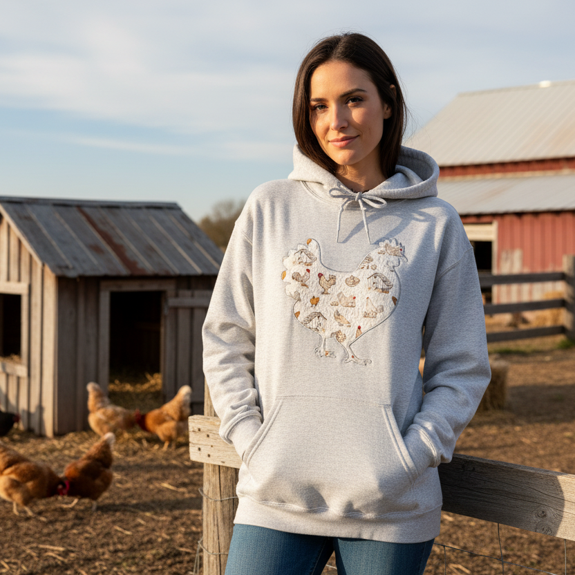 Quilted Chicken Embroidered Sweatshirt