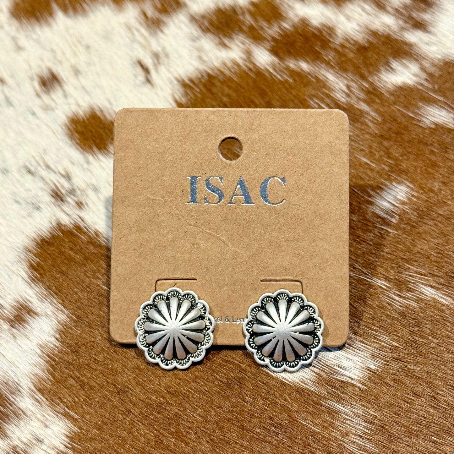 0.8" Brass Concho Stud Earrings