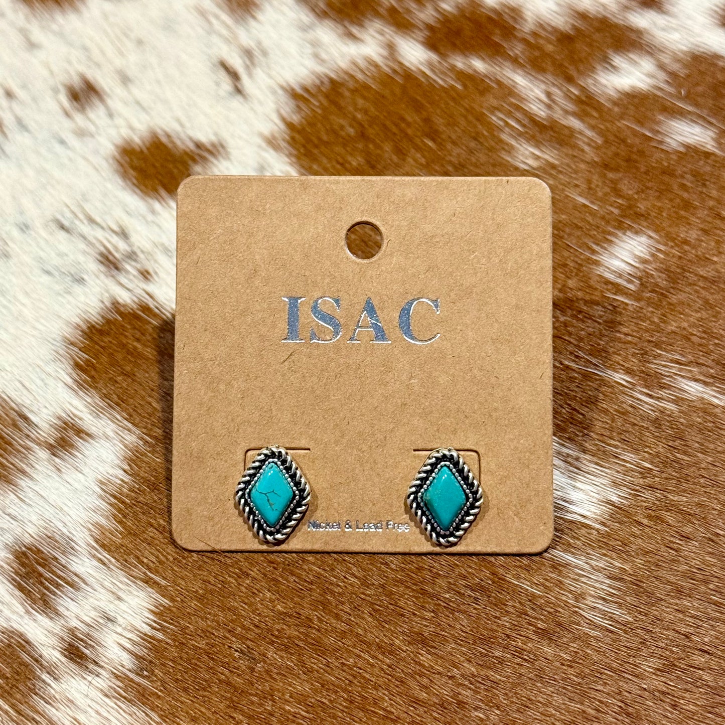 10mm Diamond Turquoise Stud Earrings
