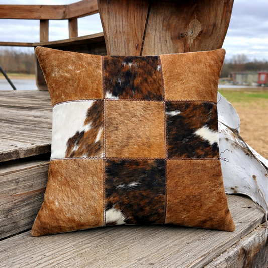 Brindle & White Patchwork Pillow