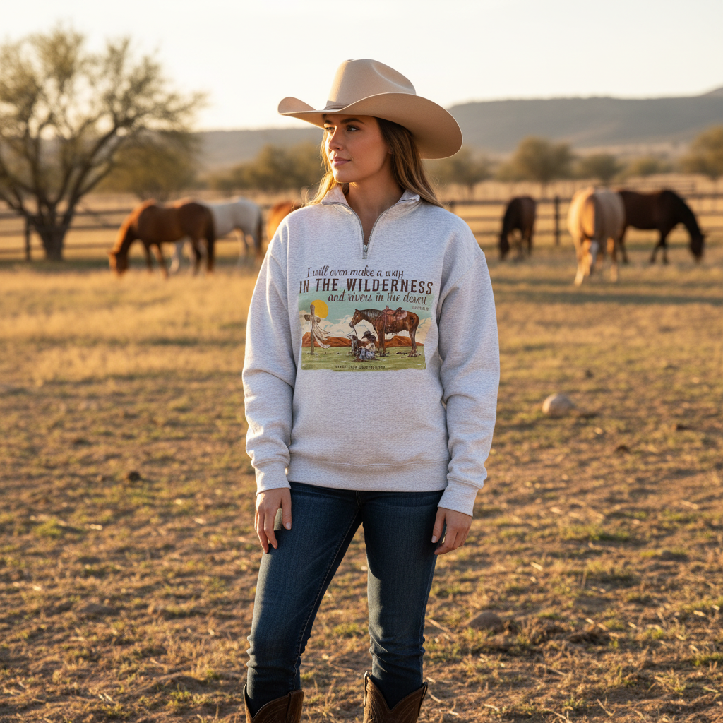 Isaiah 43:19 Praying Cowgirl | Comfort Colors Tee, Gildan Sweatshirt or Hoodie