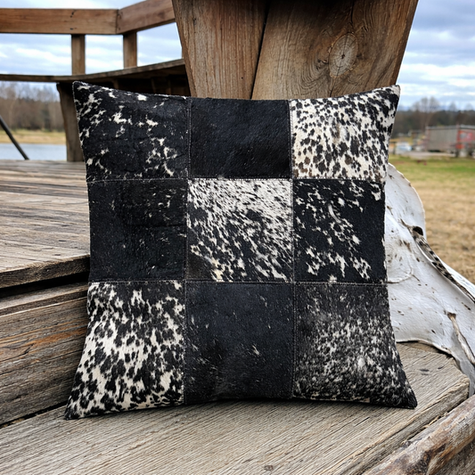 Black Speckled Patchwork Pillow