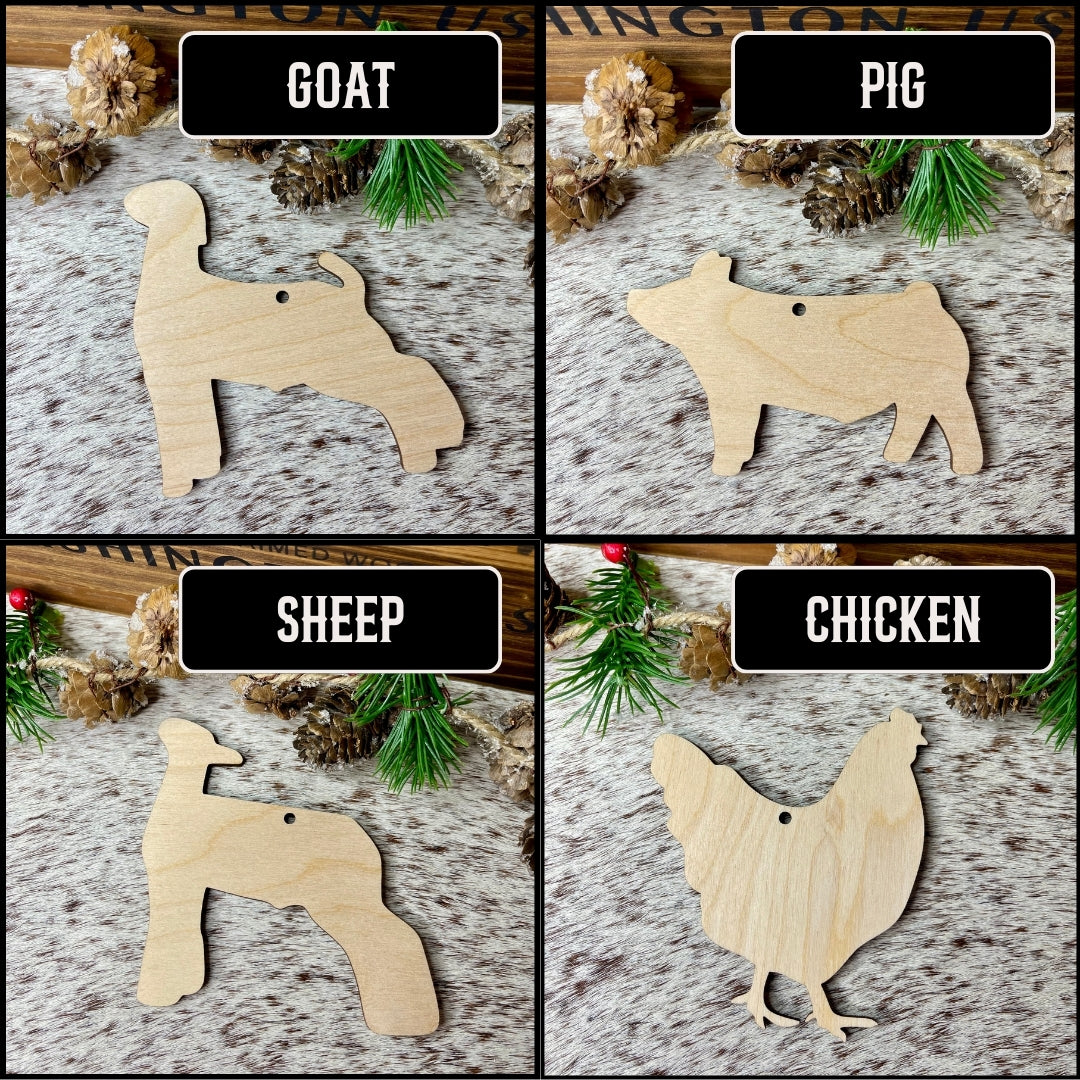 Personalized Cowhide & Wood Ornaments