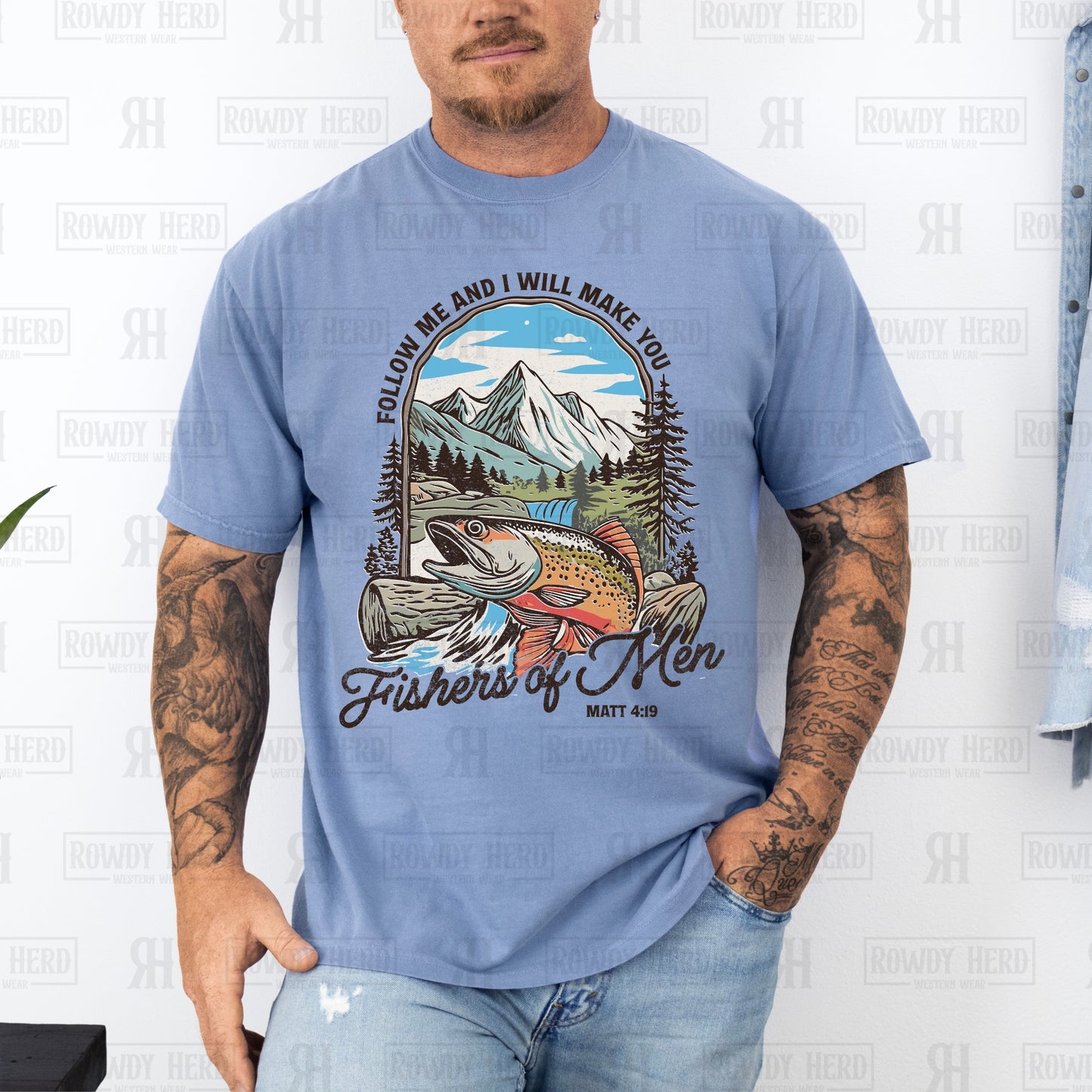 Fishers of Men Matt 4:19 | Comfort Colors Tee, Gildan Sweatshirt or Hoodie