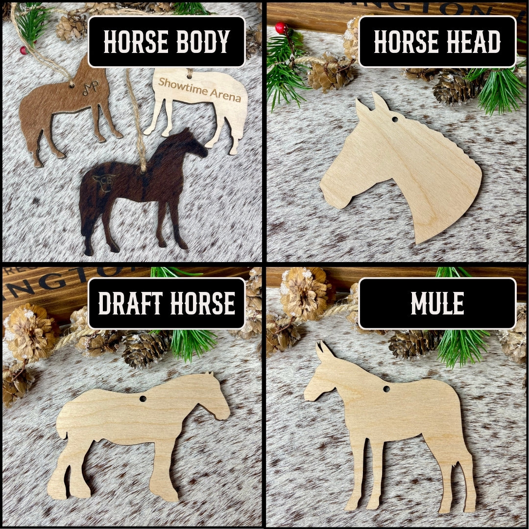 Personalized Cowhide & Wood Ornaments