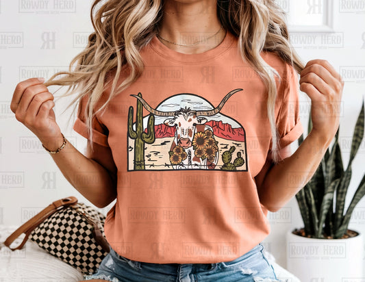 Desert Longhorn | Comfort Colors Tee, Gildan Sweatshirt or Hoodie