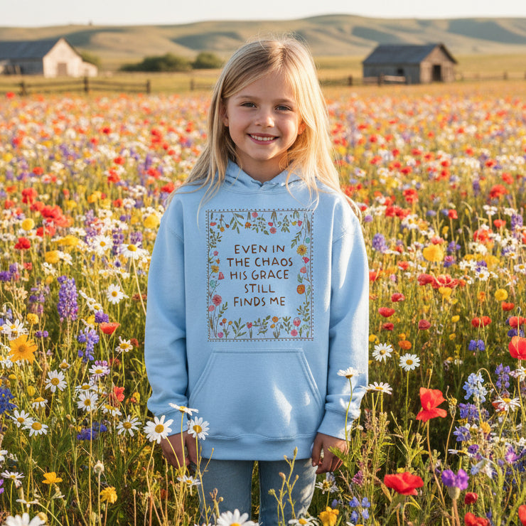 Youth Even in the Chaos His Grace Still Finds Me | Comfort Colors Tee, Gildan Sweatshirt or Hoodie