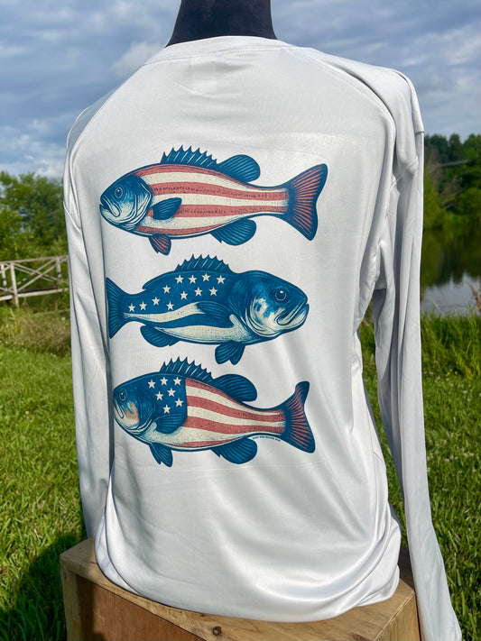 American Flag Bass Fishing Performance Shirt – Long Sleeve UPF 50+