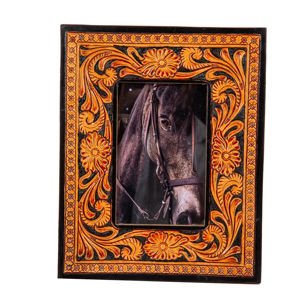 Classic Country Tooled Leather 4x6 Picture Frame