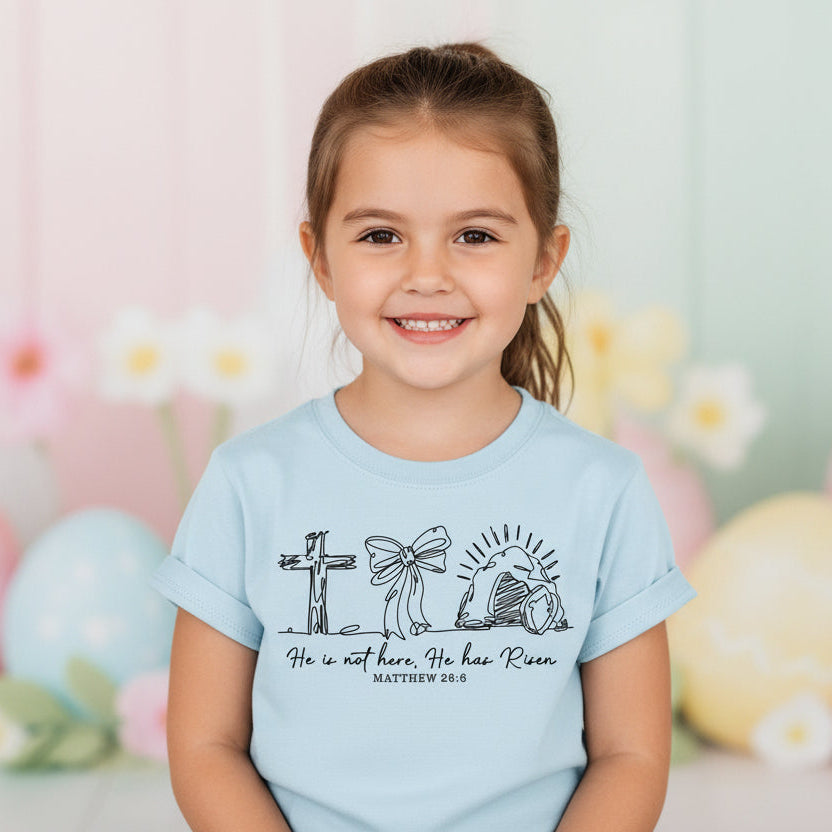 He is Not Here, He is Risen Matthew 28:6 | Comfort Colors Tee, Gildan Sweatshirt or Hoodie