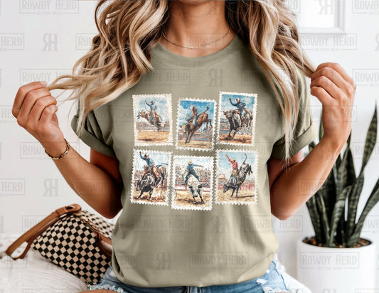 Bull Rider Stamps | Comfort Colors Tee, Gildan Sweatshirt or Hoodie