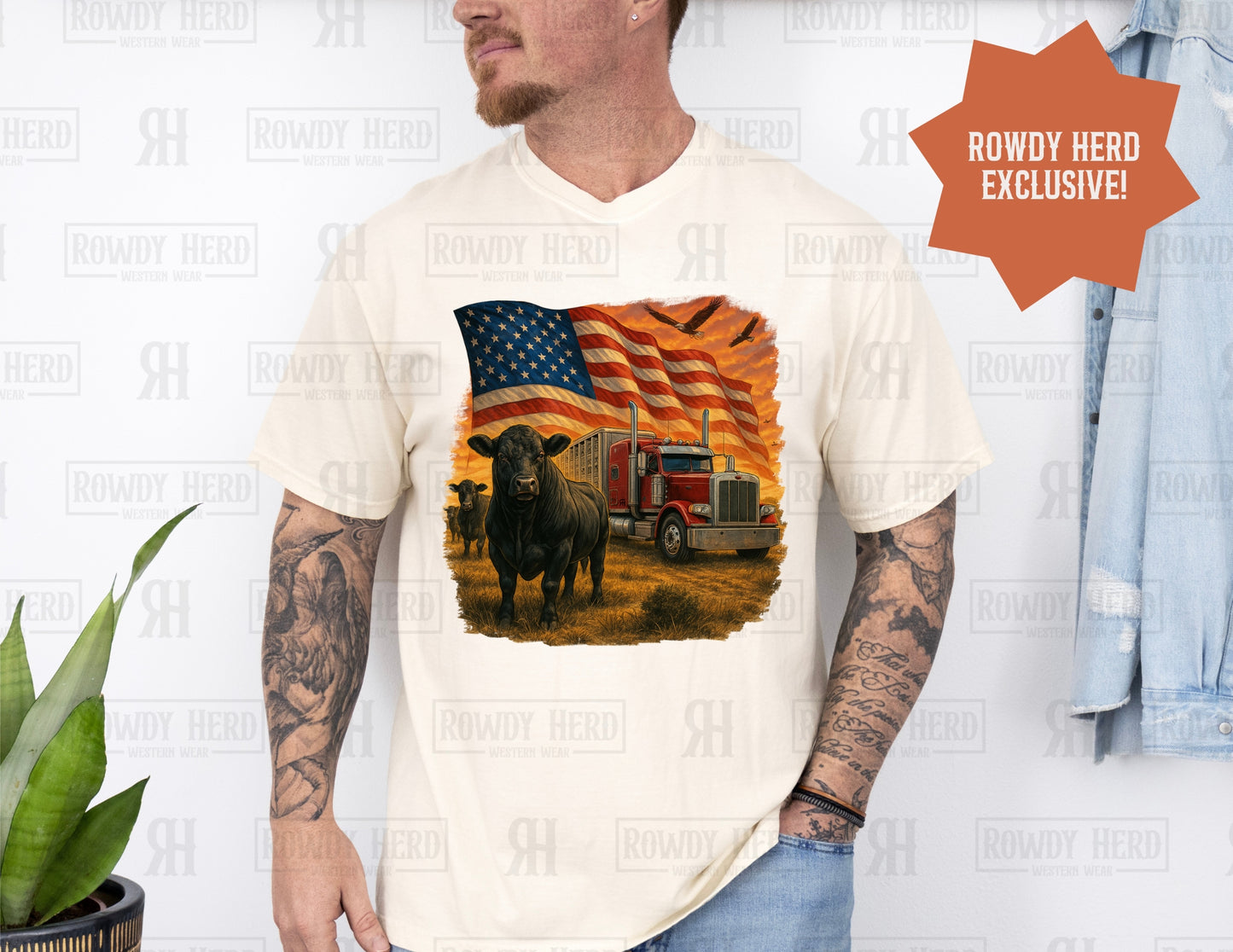 Patriotic Angus Cattle and Peterbuilt Truck | Comfort Colors Tee, Gildan Sweatshirt or Hoodie