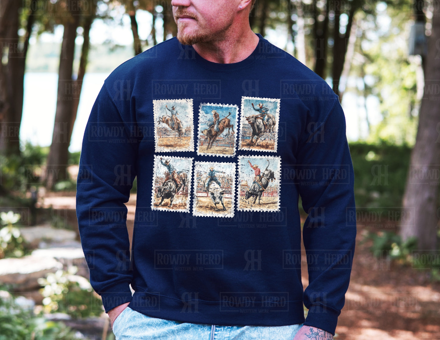 Bull Rider Stamps | Comfort Colors Tee, Gildan Sweatshirt or Hoodie