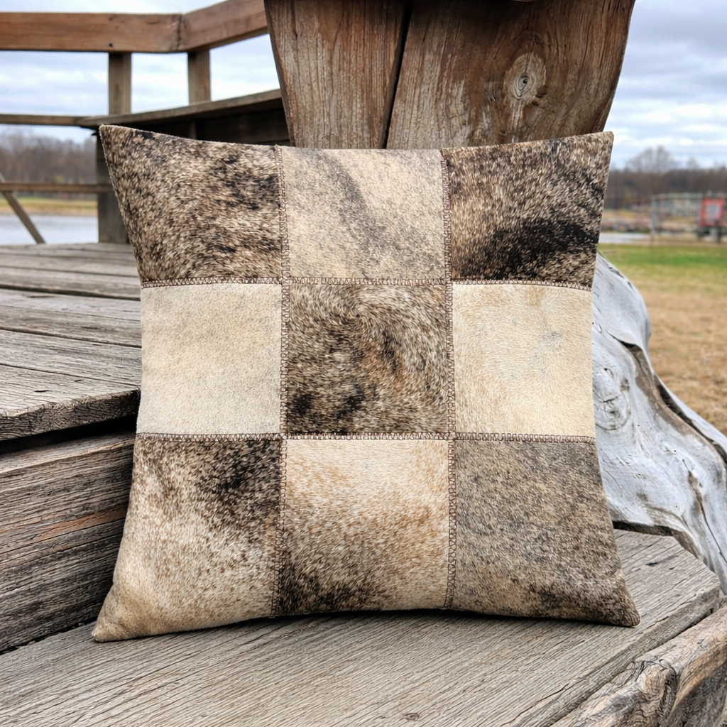 Tan Brindle Patchwork Pillow