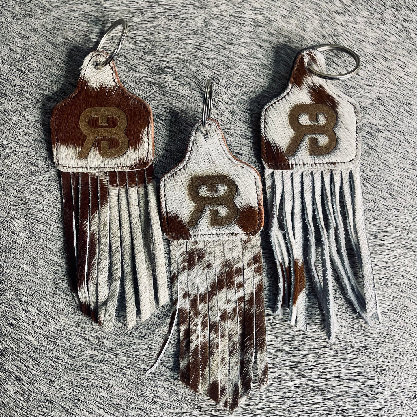 Cowhide Fringe Keychain