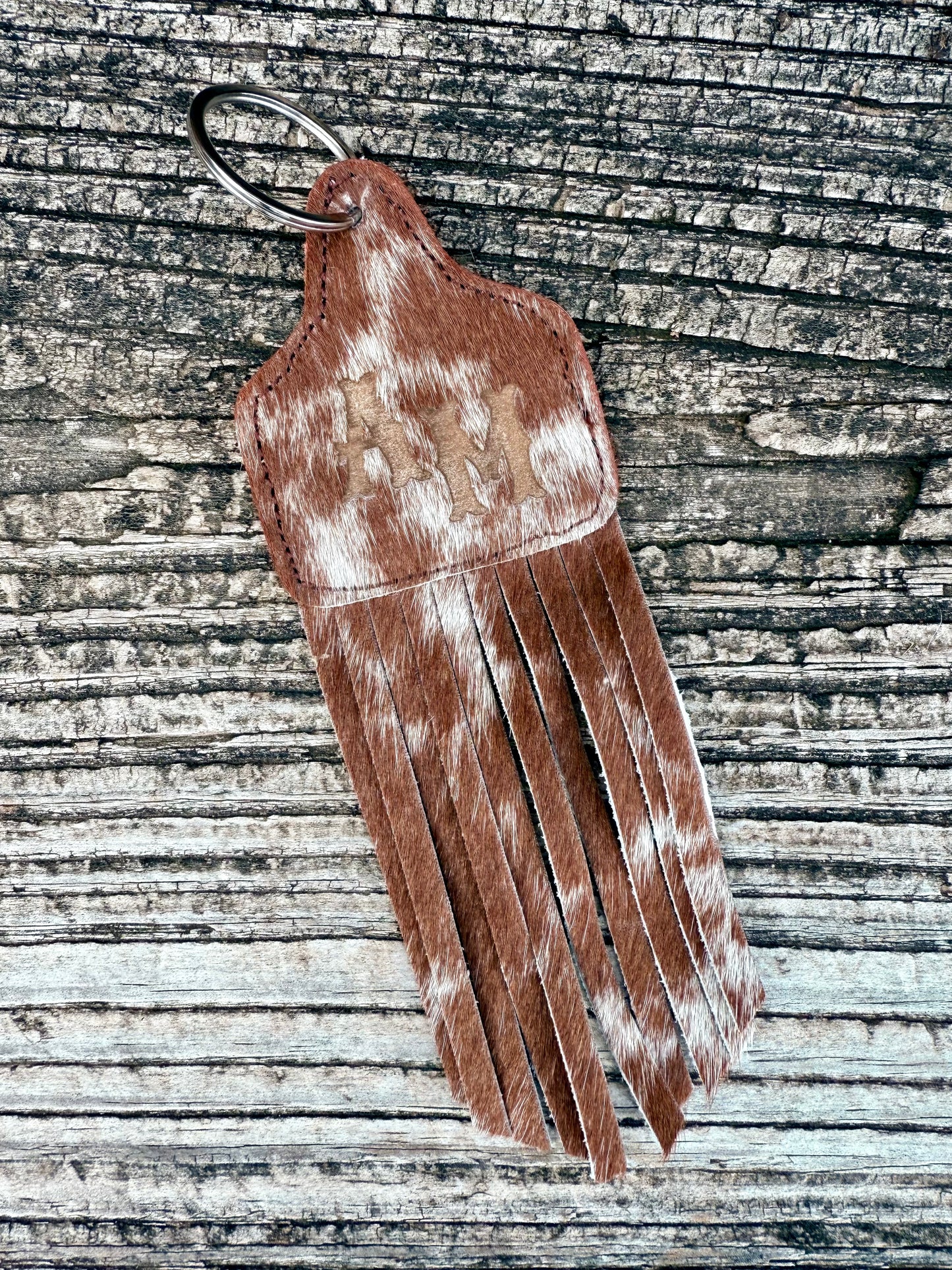 Cowhide Fringe Keychain