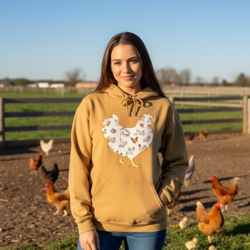 Quilted Chicken Embroidered Sweatshirt