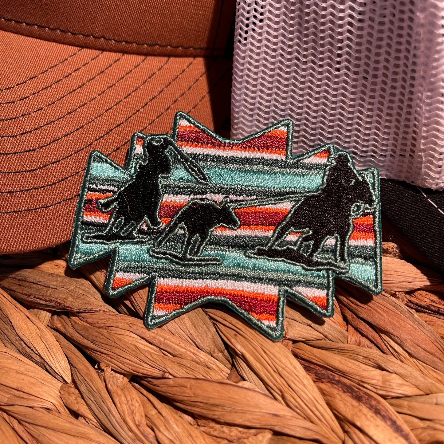 Team Roping Embroidered Iron-On Patch