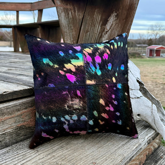 Rainbow Acid Wash Patchwork Pillow