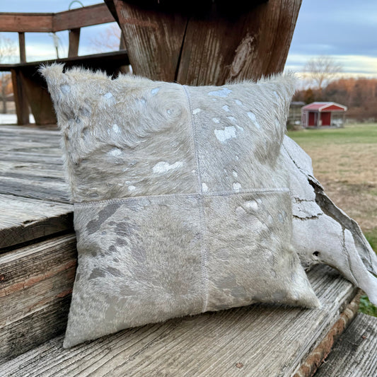 Silver Acid Wash Patchwork Pillow