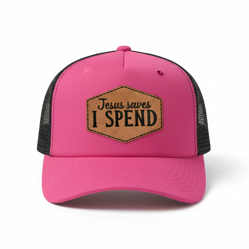 Jesus Saves I Spend Patch on Richardson Hat