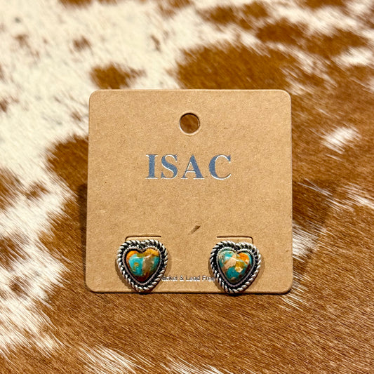 9mm Heart Gemstone Stud Earrings