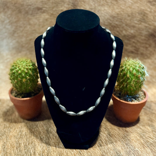 18" Handmade Elongated Navajo Bead Necklace