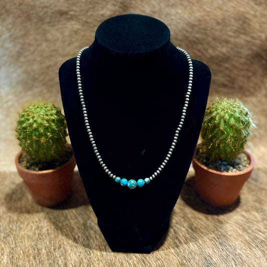 15" Handmade Navajo Turquoise Gemstone Necklace