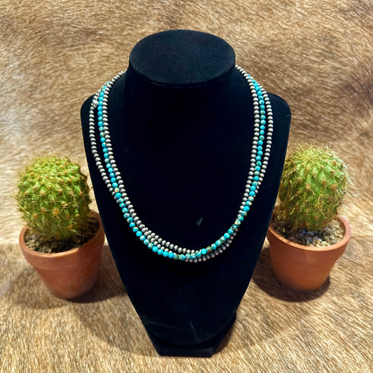 15" 3 Layer Handmade Navajo Gemstone Necklace