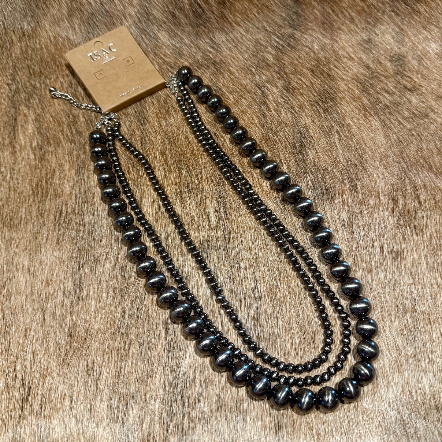 3 Strand 24"Handmade Polish Navajo Bead Necklace