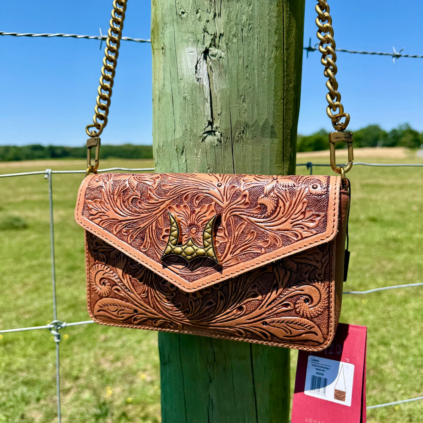 On the Go Mini Tooled Leather Chain Bag