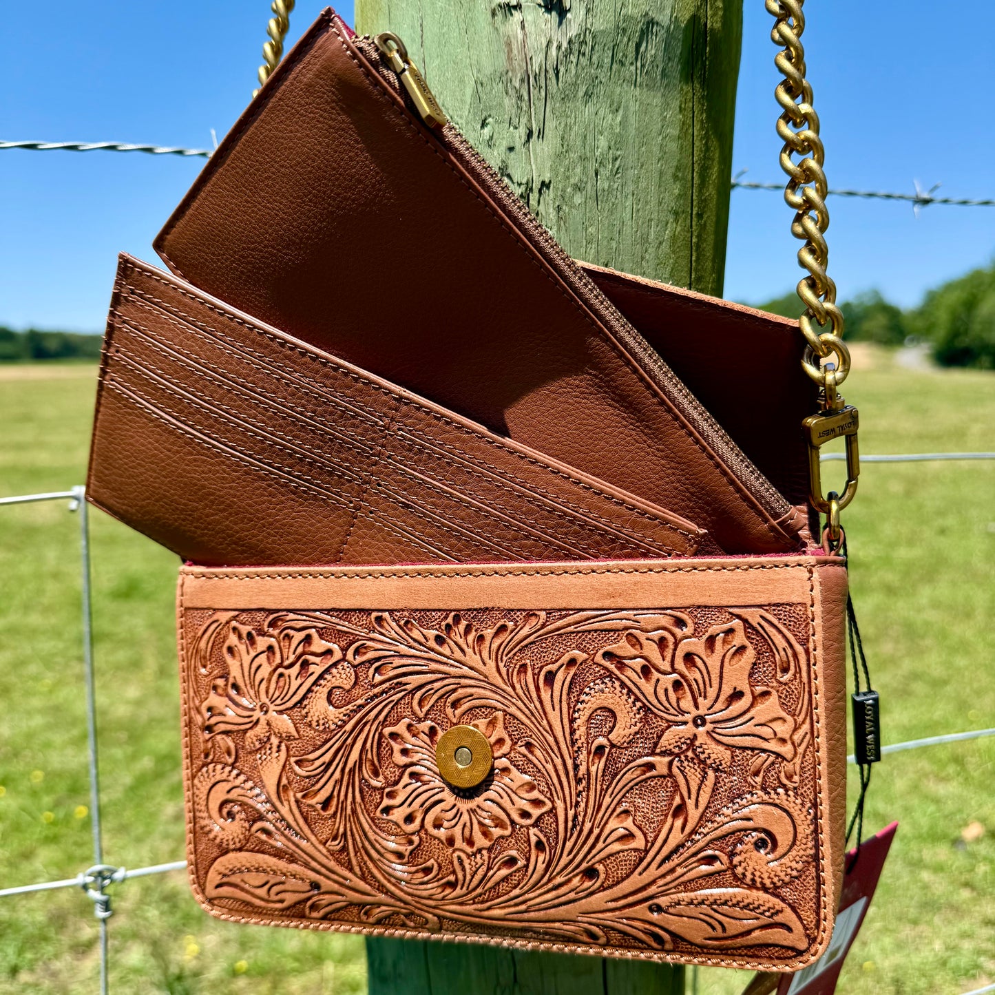 On the Go Mini Tooled Leather Chain Bag
