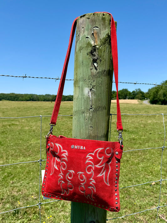 Texas Rose Western Embroidered Leather Crossbody