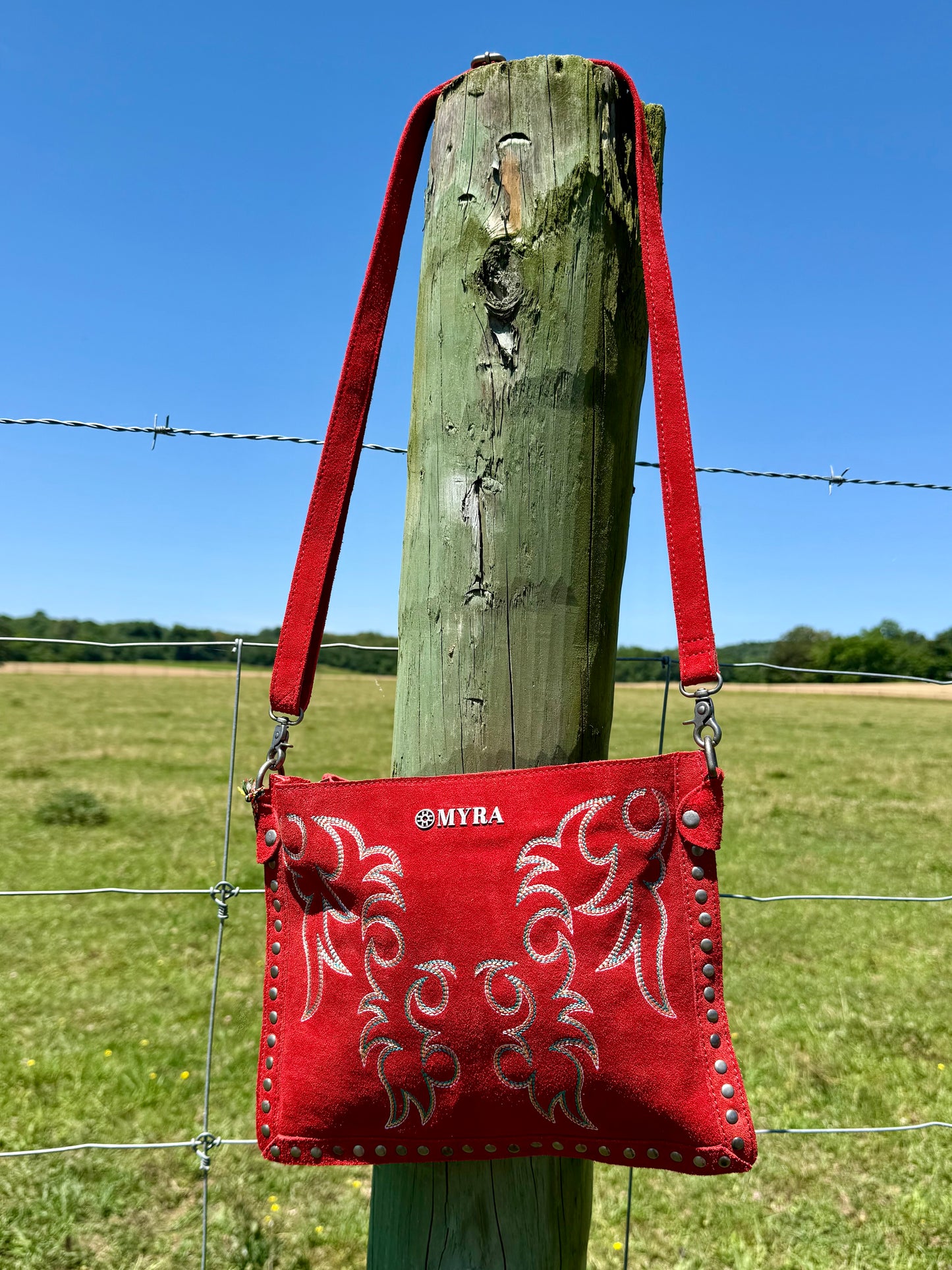 Texas Rose Western Embroidered Leather Crossbody