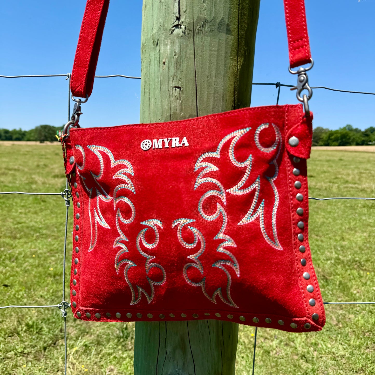 Texas Rose Western Embroidered Leather Crossbody