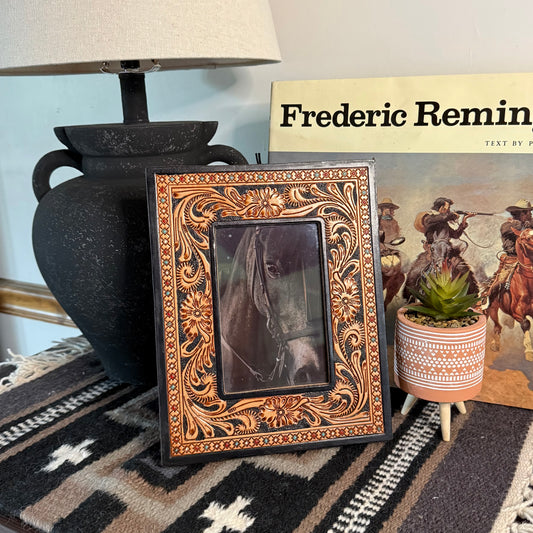 Classic Country Tooled Leather 4x6 Picture Frame