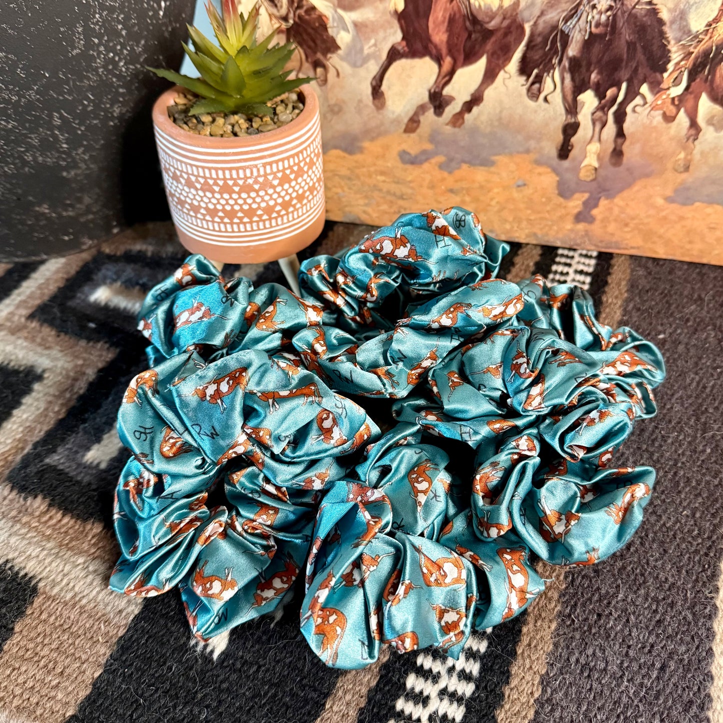 Western-Themed Silk Polyester Hair Ties