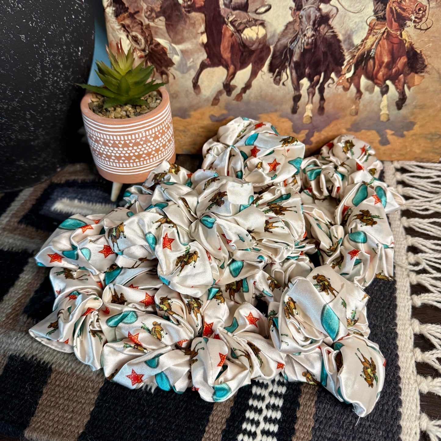 Western-Themed Silk Polyester Hair Ties