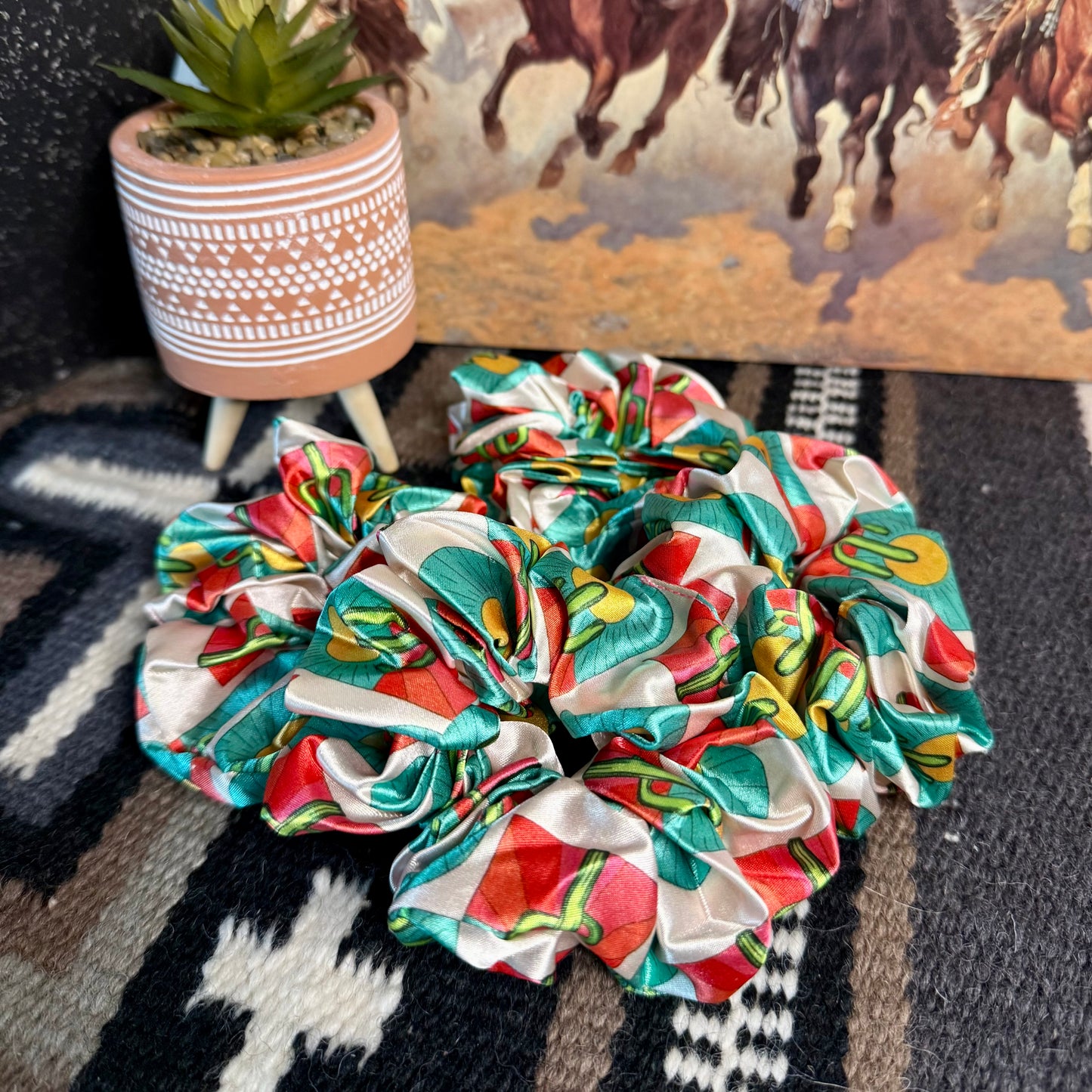 Western-Themed Silk Polyester Hair Ties