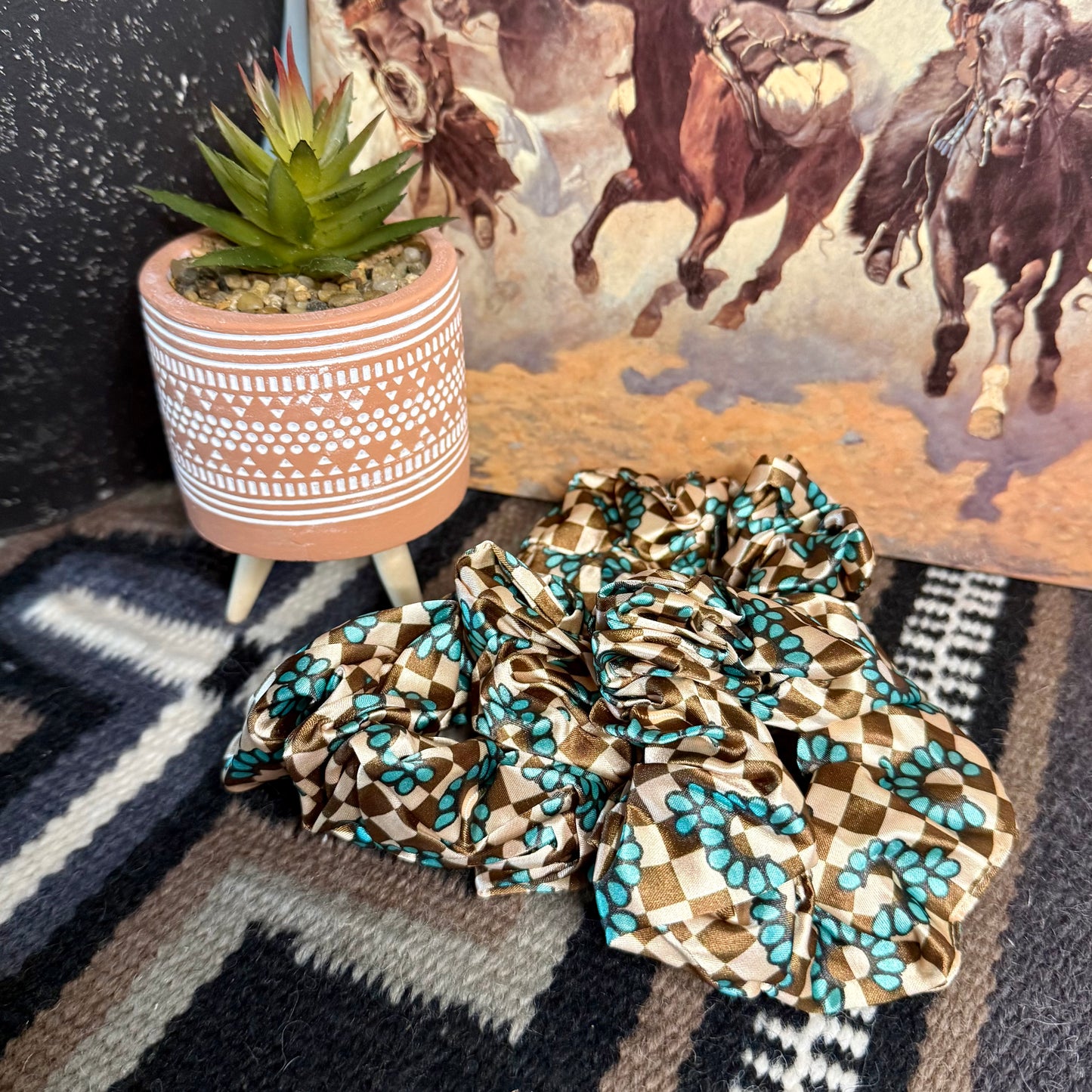 Western-Themed Silk Polyester Hair Ties