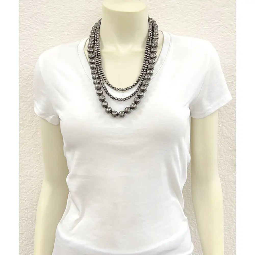 3 Strand 24"Handmade Polish Navajo Bead Necklace