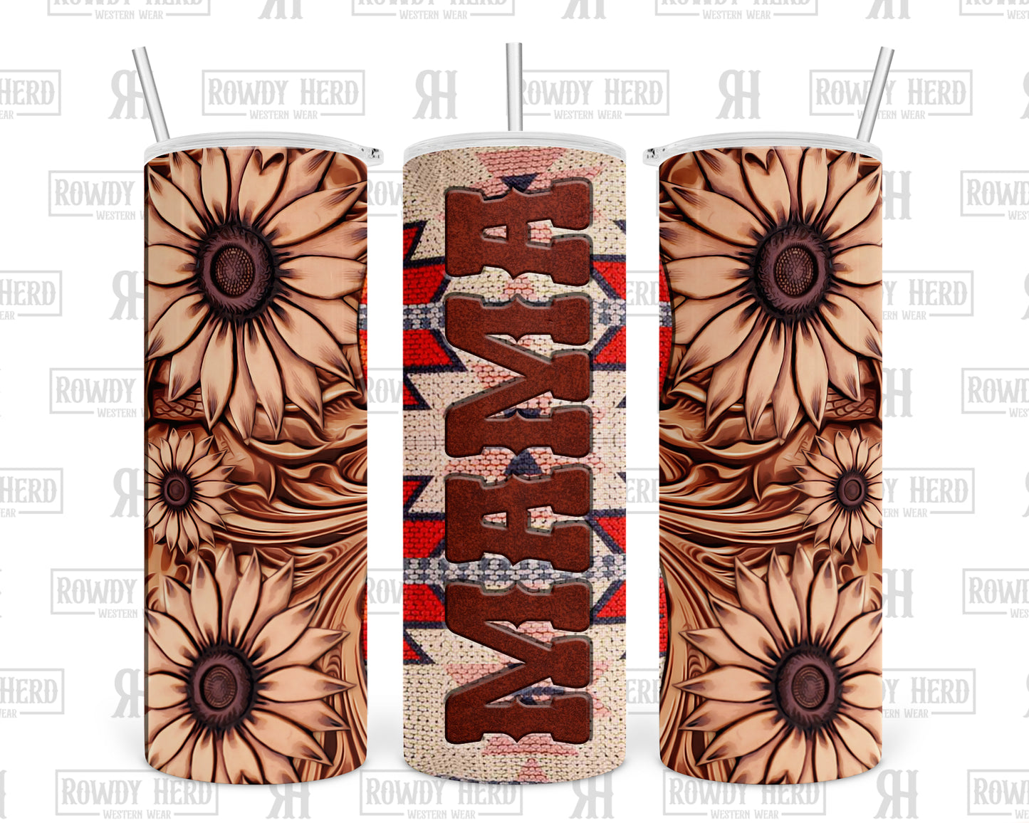 Tribal Mama with Tooled Leather 20oz Tumbler